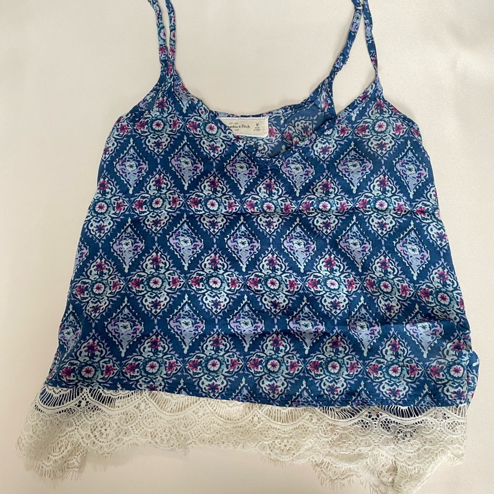 Abercrombie & fitch camisole top with paisley design and lace hem